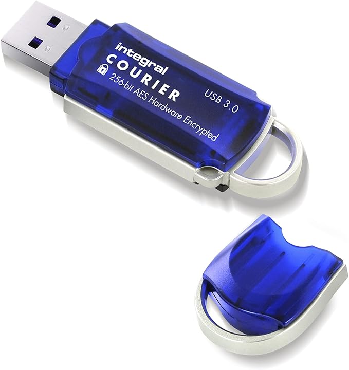 Integral 32GB Courier-197 256-Bit Hardware Encrypted 3.0 USB Secure Flash Memory Drive - Certified to FIPS 197, Brute-Force Password Attack Protection & Super USB3.0 Transfer Speeds