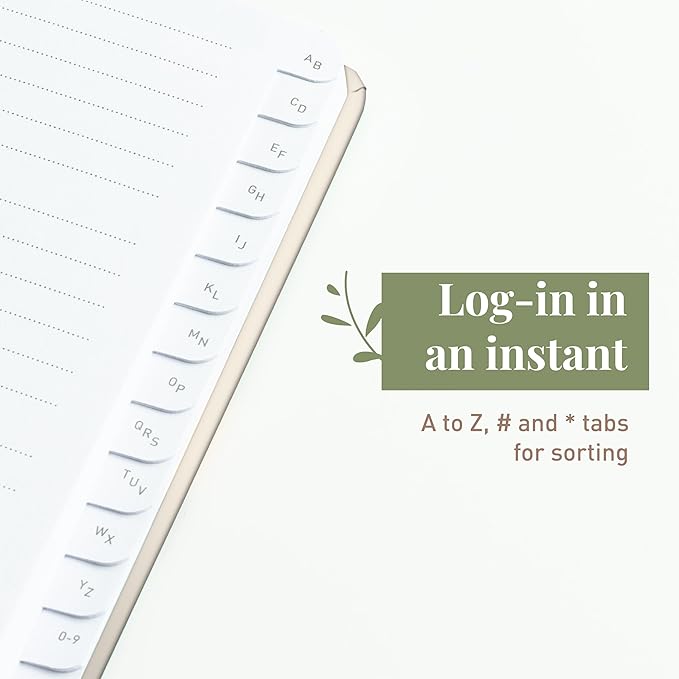 Rileys & Co. Password Book with Alphabetical Tabs, Password Keeper, Password Books for Seniors, Password Notebook for Internet Login, Website, Username (6 x 5 Inches, Cream - Floral)