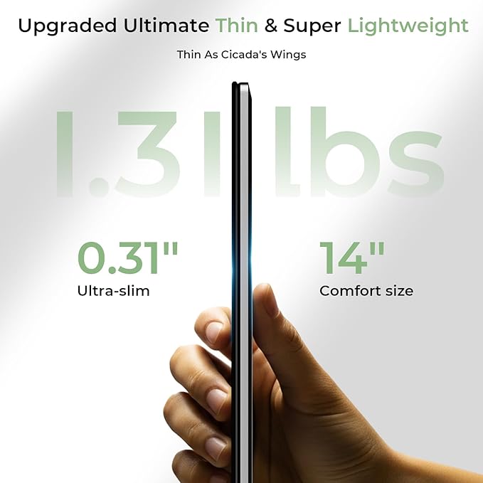 ZUMWALT Laptop Screen Extender, 14" FHD 1080P Dual Portable Monitor for Laptop, Ultra-Thin Travel Monitor Extender Fit 13”-17.3”, Plug and Play Compatible with Windows/Mac/Android/Chrome/Switch