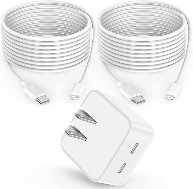 iPhone Charger Fast Charging, 40W Dual USB C Wall Charger Apple MFi Certified Dual USB-C Port Power Adapter with 2Pack 6FT USB-C to Lightning Cable for iPhone 14 Plus/13/12/11/XS/XR/X/iPad Wall Block
