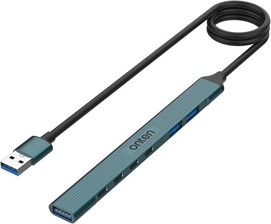 ONTEN USB-C to USB Adapter & Hub with 7 ports, USB 3.0/2.0, for MacBook Pro and iMac 2021, USB-A Splitter