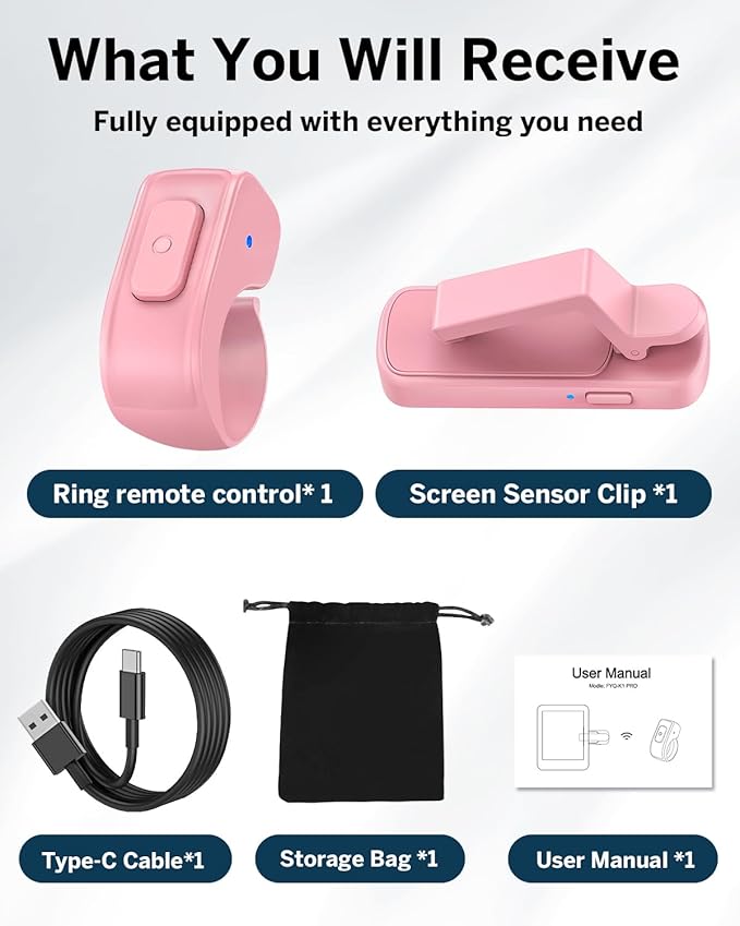 [Case-Friendly] Remote Control Page Turner Ring for Kindle Paperwhite Oasis Scribe Kobo eReaders, Camera Camcorder Remote Controls, Page Turner Clicker for iPhone ipad Tablets with Storage Bag