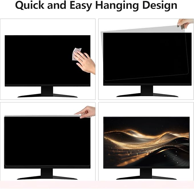 Hanging Computer Privacy Screen Protector Shield Compatible for 21.5/22 Inch Widescreen Desktop Monitor - Anti Glare & Blue Light Filter - Hanging Design for Easy On/Off