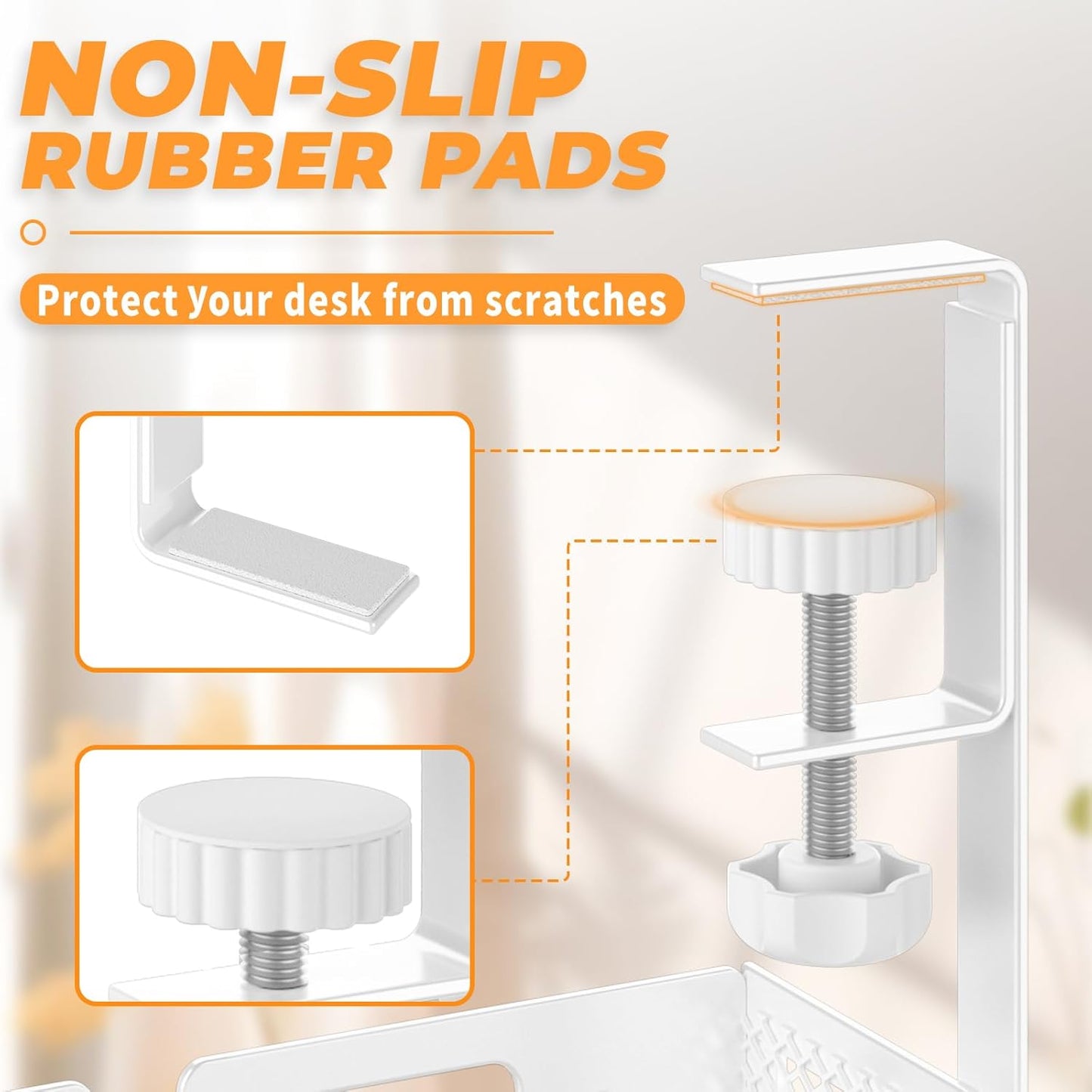 Under Desk Cable Management Tray, No Drill Steel Desk Cable Organizers, Wire Management Tray Cable Management Rack (24.4" Length-White)