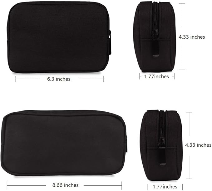 Universal Electronics/Accessories Soft Carrying Case Bag, Durable & Light-weight,Suitable for Out-going, Business, Travel and Cosmetics Kit (Small+Big-Black)