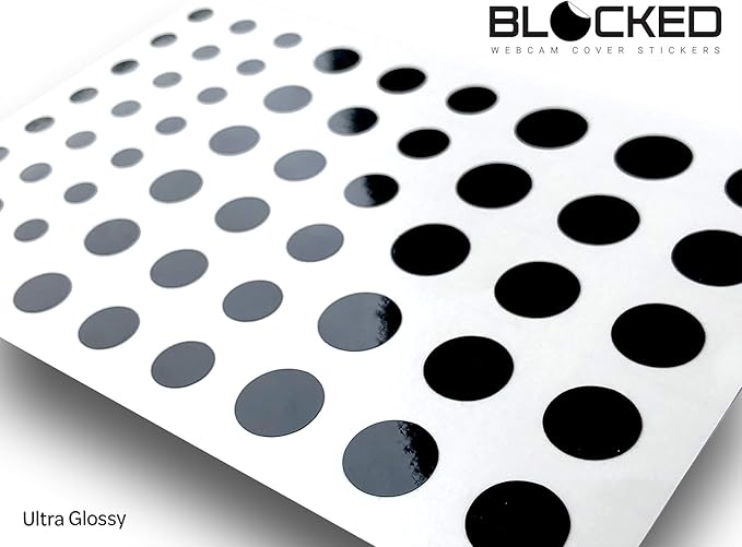 Webcam/Camera Vinyl Covers | 57 Low-Tack Reusable Webcam Sticker | 3-Sizes | Black 57-Pack (Ultra Glossy)