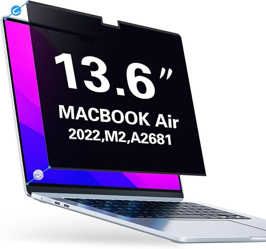PYS MacBook Air 13.6 Inch Magnetic Privacy Screen for M2 Chip 2022 (A2681) - Removable Anti-Spy Laptop Shield