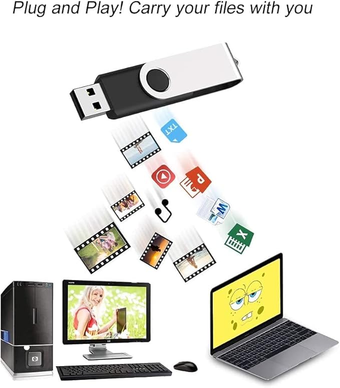 JUANWE 16GB USB Flash Drives 10 Pack, Bulk Thumb Drives USB 2.0 Foldable 360°Swivel USB Storage Flash Drive Memory Sticks, Jump Drive Mutipack Pen Drive Zip Drive Flashdrive for PC/Tablet, Black