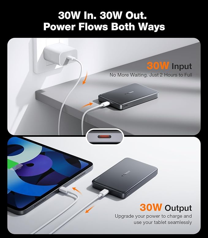 TORRAS MiniMag Qi2 Power Bank, Ultra-Slim 10,000mAh iPhone Air Magnetic Battery Pack, Qi2 Certified 15W Ultra-Fast Compatible Portable Charger, Ergonomic Design, for iPhore 17/16/15/14/13/12, Gray