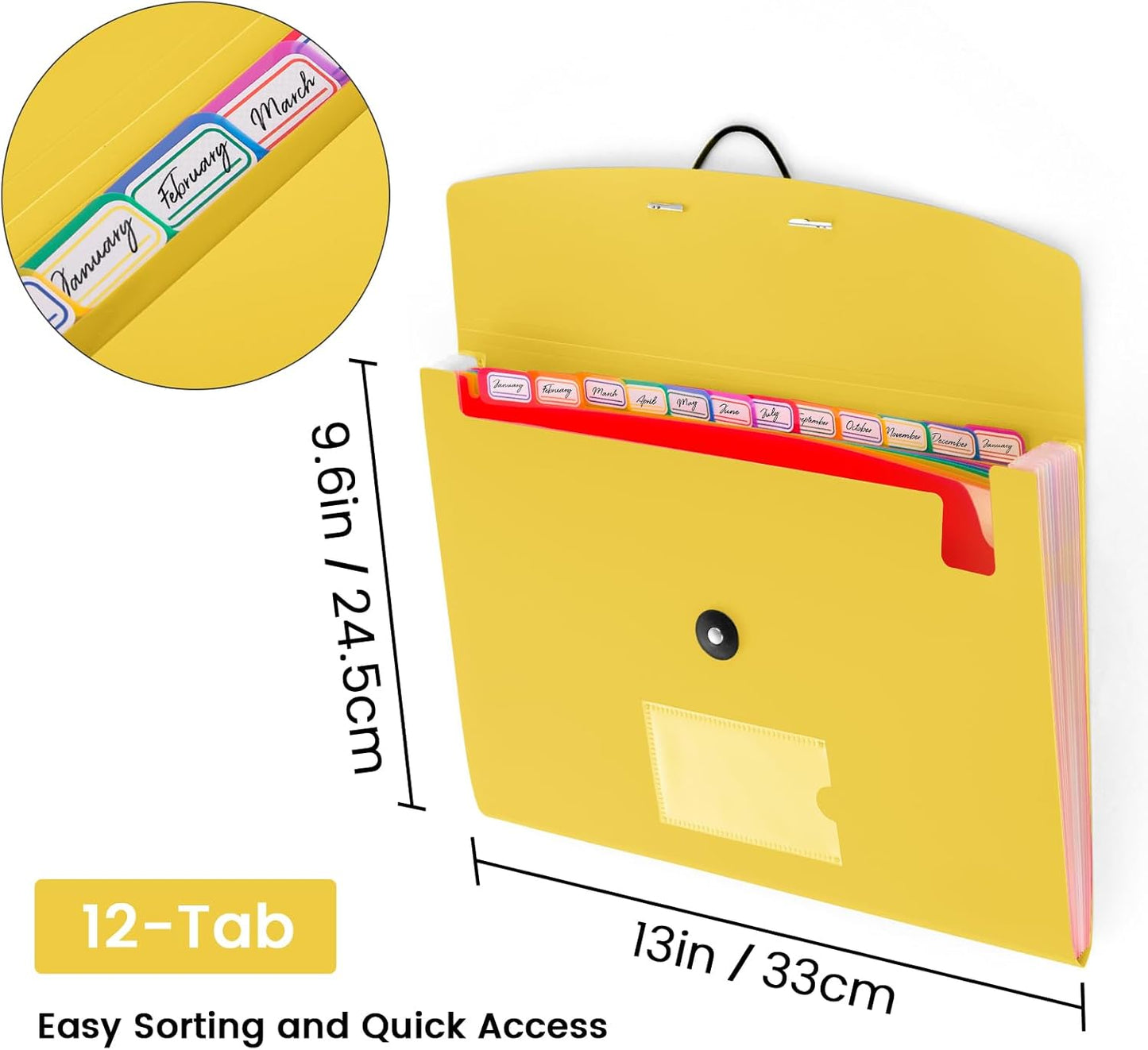 6 Pack Accordion File Organizer with Labels, 13 Pocket Expanding File Folder for Letter Size A4 Papers, Ideal for Home, Office Supplies, College Essentials