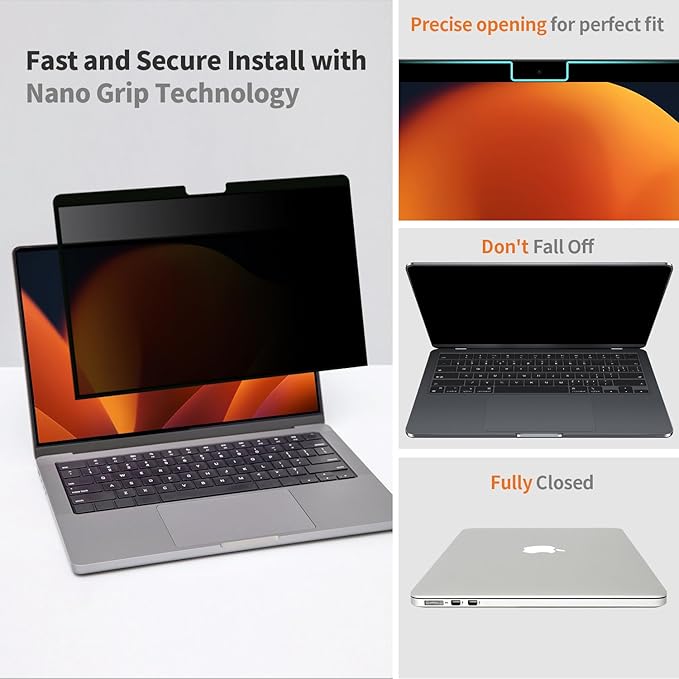 Privacy Screen for MacBook Pro 16 Inch 2019 (A2141), Removable Anti-Spy Filter for Mac Pro 16.1", Eye Protection HD Anti-Scratch