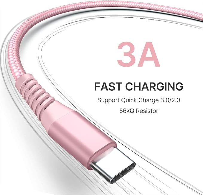 Aioneus Type C Cable, 2 Pack 10ft Type C Fast Charging Cable Nylon USB A to USB C Phone Charger Cord for iPhone 16 iPhone 15 Pro Series Samsung Galaxy S24 S23 S22 S21 A32 A42 A53 A54 Pixel LG Moto PS5