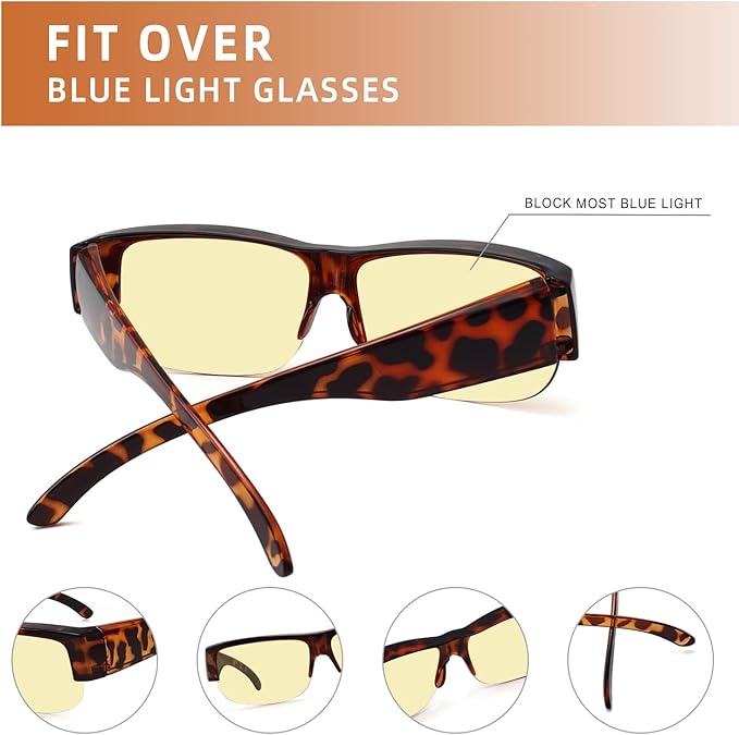 Eyekepper 30% Anti-Blue Light Blocking Computer Glasses Fit Over Readers with Transparent Lens