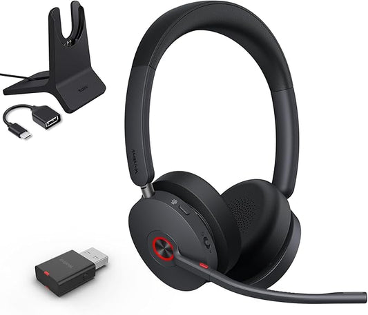 Yealink WH68 Hybrid with Charging Stand ANC Headsets, 492ft Rang DECT&Bluetooth Wireless Headset, Stereo Active Noise Cancellation (Teams,Zoom,UC) Headphones with 6X Mic,32H Call, Work for PC,Phone