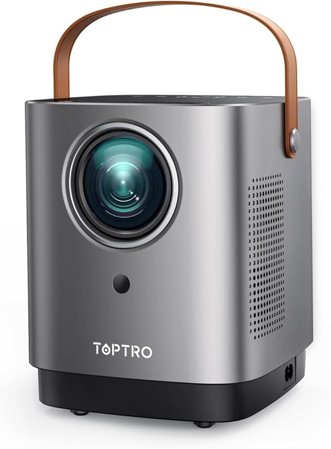 [Unique Handle Design] Mini Projector, Mini Projector with 5G WiFi and Bluetooth, TOPTRO 1080P Portable Projector with Touch Screen, 2025 Upgrade Outdoor Movie Proyector for iOS/Android/TV Stick/HDMI