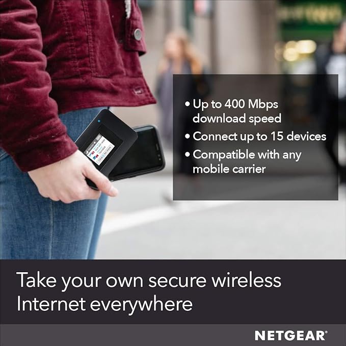 NETGEAR Mobile WiFi Hotspot | 4G LTE Router AC797-100NAS | 400Mbps Download Speed | Connect up to 15 Devices | Create a WLAN Anywhere | GSM Unlocked