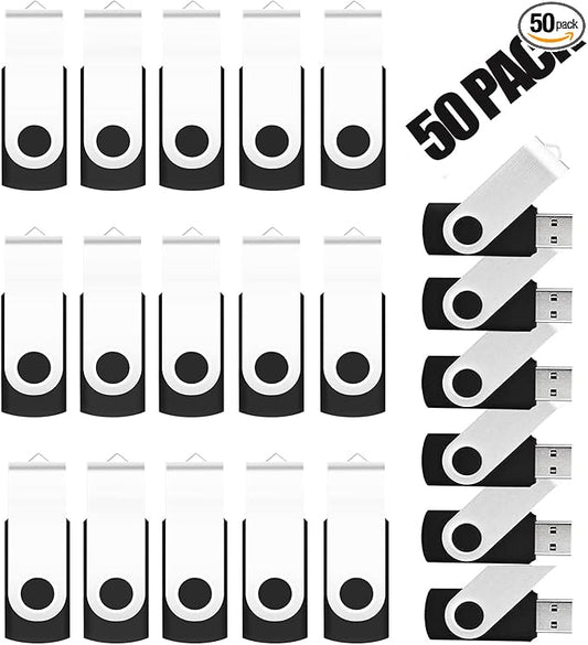 EASTBULL 50 Pack 4GB Bulk Flash Drive USB 2.0 4GB Flash Drives Pack Thumb Drives Bulk Swivel Bulk USB Drives, Black