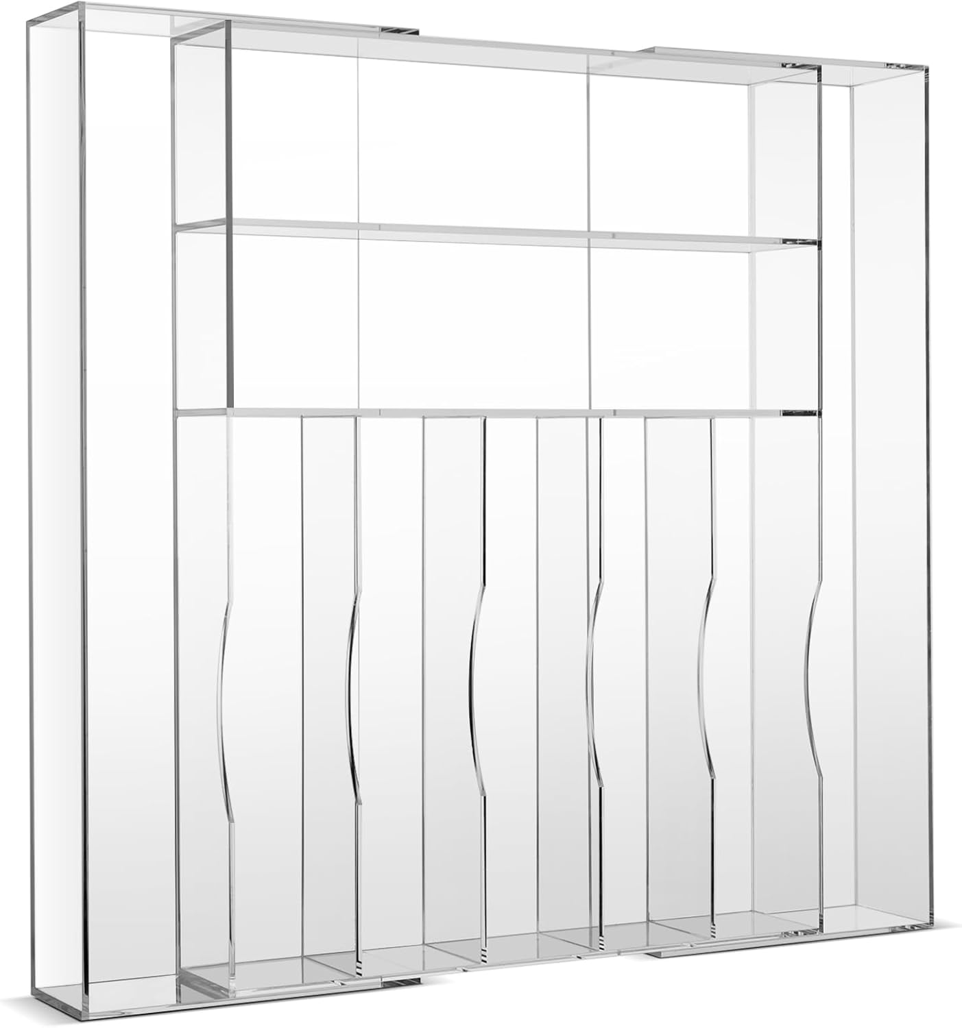 Clear Acrylic Drawer Organizer for Kitchen Utensils and Flatware, Adjustable Silverware Tray with 9 Compartments for Drawers, Office, and Bathroom Storage