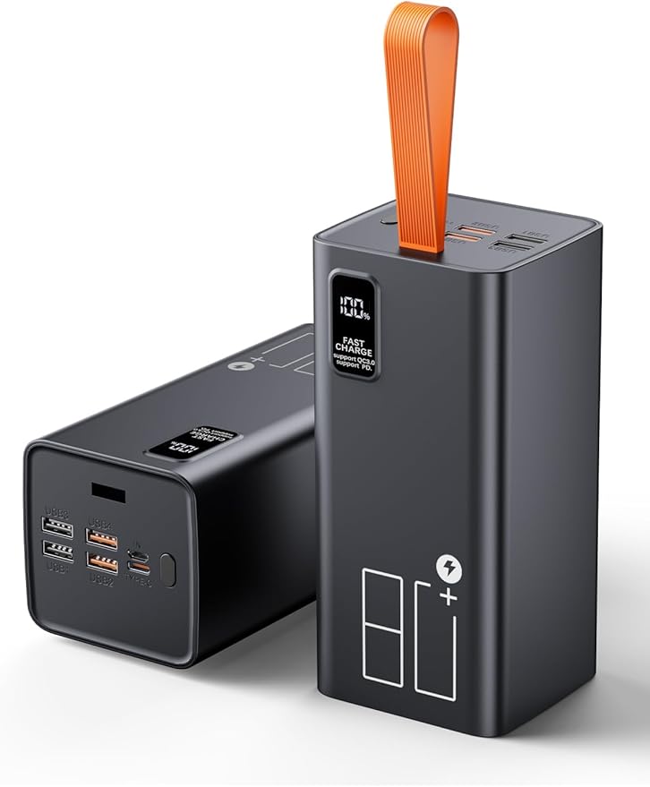 Power Bank 80000mAh Portable Charger High Capacity, 30W Fast Charging Battery Pack PD&QC 3.0, USB-C 5 Outputs 2 Inputs & LED Display Powerbank Compatible with iPhone,Samsung for Camping Travel Outdoor