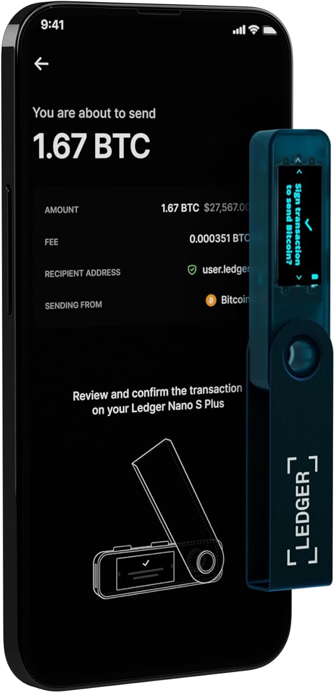 Ledger Nano S Plus (Sapphire Blue): The Perfect Entry-Level Hardware Wallet to securely Manage All Your Crypto and NFTs. (for Android or Desktop only)