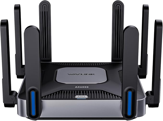 WAVLINK AX6000 Wi-Fi 6 Router Dual Band, 2.5 Gbps WAN/LAN Port, Covers up to 2,150 Sq. ft and 256 Devices, 8x5dBi Antennas, AI QoE, WPA3 & VPN Security for Home/Office, MU-MIMO, Beamforming