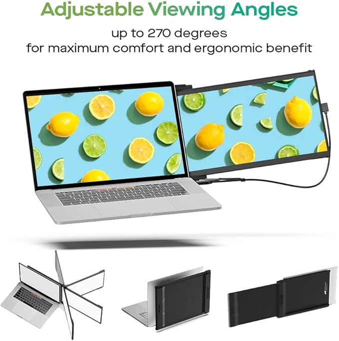 Mobile Pixels New Duex Max DS 14.1'' FHD 1080p Laptop Screen Extender, USB Type-C/HDMI Ports, Portable Monitor for 14'' to 17 Inch Laptops, Compatible with macOS/Windows/Apple/Android/Switch(Black)