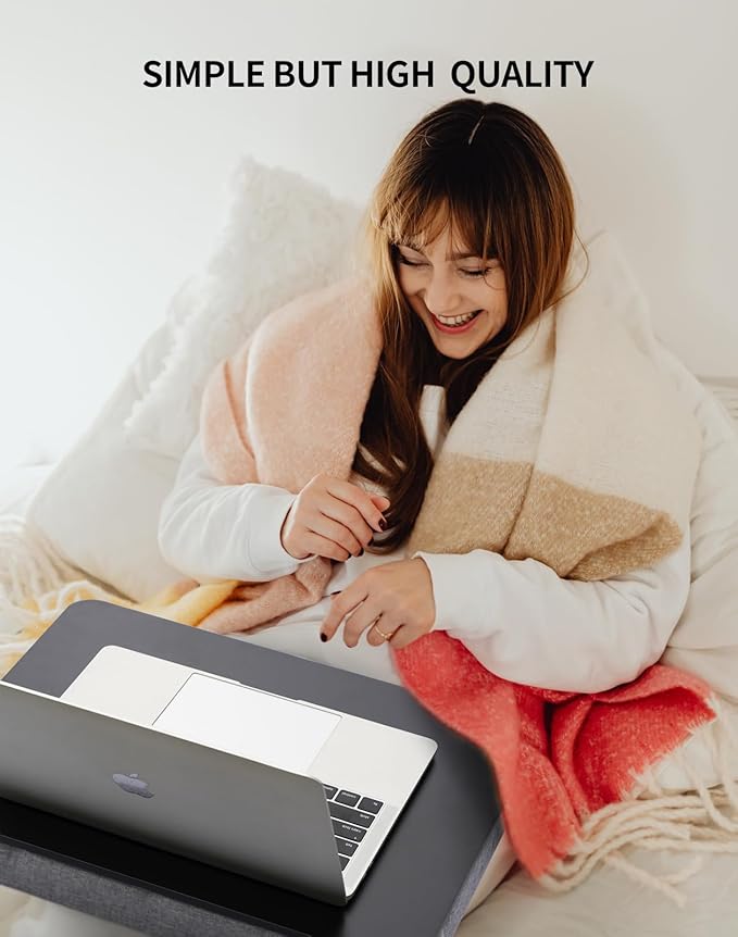 Lap Desk with Pillow Cushion, Portable Laptop Bed Desk, Fits up to 15.6 inch Laptop, Lap Stand for Bed & Couch & Carpet, Book Tablet/Drawing Board- Black