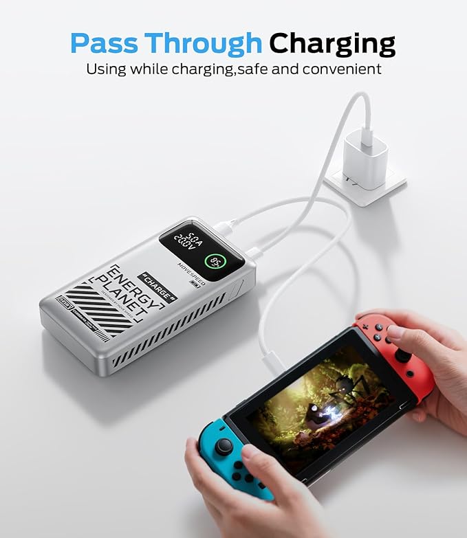 MOVE SPEED 145W Laptop Power Bank, PD 3.1 25,000mAh Fast Charging Portable Charger with 240W Type C Cable, USB C 3-Port with Digital Display Travel Outdoor Charger for iPhone, Dell, MacBook, Galaxy