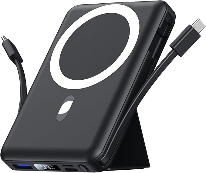 Azmuth for Magsafe Battery Pack, 10000mAh Magnetic Power Bank 22.5W PD Fast Charging with LED Display Wireless Portable Charger for Magsafe with Stand for iPhone 17/16/15/14/13/12/Pro/Pro Max