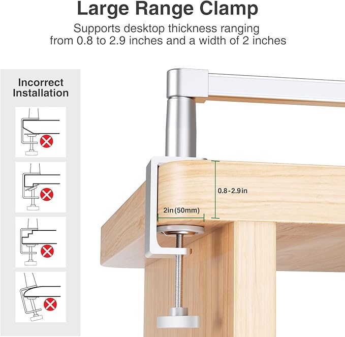 elitehood iPad Holder Stand for Desk & Bed, 28-inch Tablet Arm Mount with Clamp, Easy Adjustable Aluminum iPad Desk Mount for Office Home, Compatible with 4/7-13in Tablets and Cell Phones, Sliver