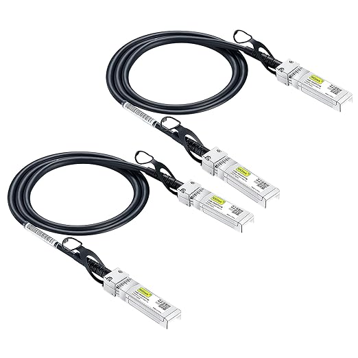 10Gtek SFP+ DAC Twinax Cable, 10G SFP+ to SFP+ Direct Attach Copper Patch Passive Cable for Cisco SFP-H10GB-CU1M, Meraki MA-CBL-TA-1M, Ubiquiti UniF, D-Link, Fortinet, 1-Meter(3.3ft), 2-Pack