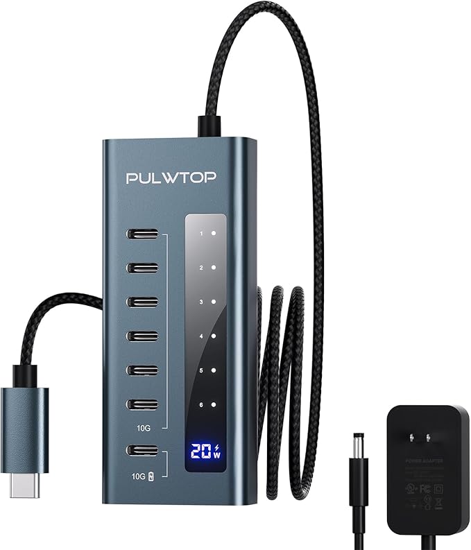 USB C Hub for Laptop, 7 in 1 10Gbps USB Adapter Support Data & Charging(Not Support Video), USB Hub 10Gbps Ports for iMac, MacBook Pro/Air, iPad, XPS, USB Hub Multiport Adapter