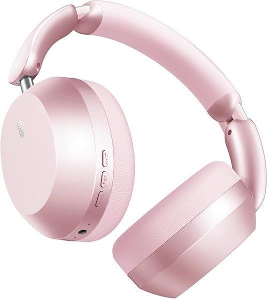 Wentronic Y04 Bluetooth Headphones Active Noise Cancelling Wireless Over Ear Headsets 48 Hours Playtime High Sound Quality Foldable Earphones with Soft Ear Cushion for Travel - Pink