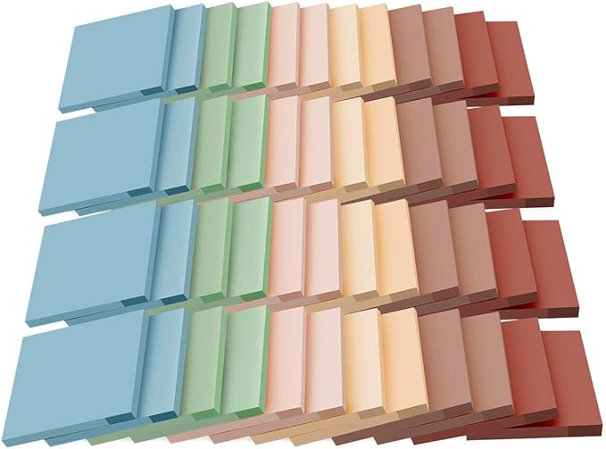 (72 Pads) Sticky Notes 3x3 inch, Self-Stick Pads Vintage Colors Sticky Note, Recyclable, Easy to Stick for Home, Office, Notebook