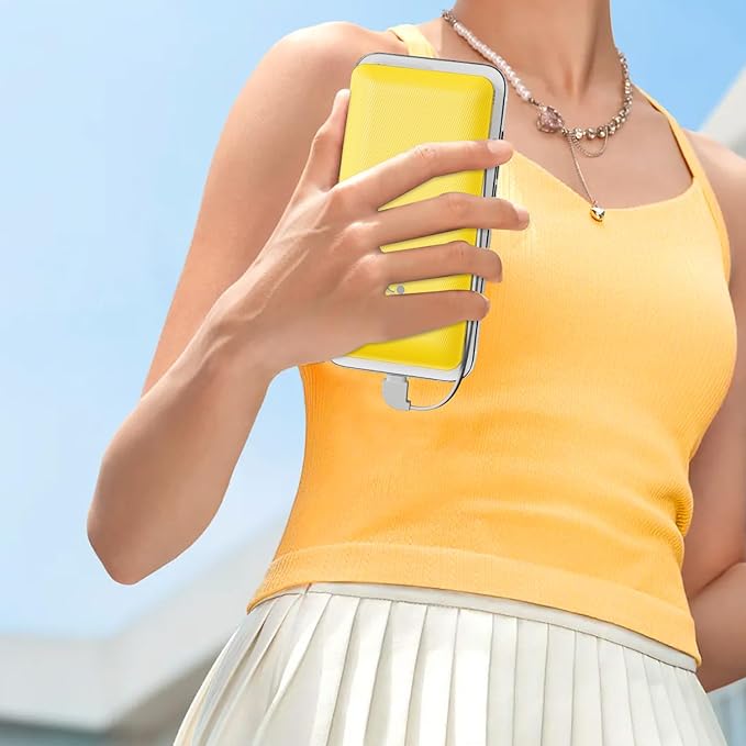 10000mAh Portable Charger with Built-in Cables and AC Wall Plug, USB C Fast Charging Power Bank with 3 Cords,5 Output External Battery Pack Compatible with iPhone,Tablet and All Smart Phones Yellow