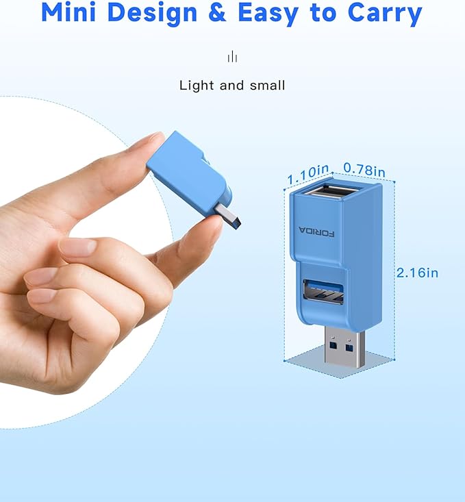 3 Ports USB 3.0 Adapter, USB Hub with 1 USB 3.0 and 2 USB 2.0 Port, Portable USB Port Splitter for Keyborad, Mobile Hard Disk, U Disk, Camera, Mouse,etc (Blue)