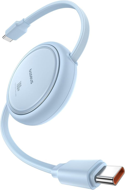 Baseus USB C to USB C Cable, 100W Retractable USB C 5A Fast Charging Cable, 4-Stage Length Preset USB Type C Charger Cord for iPhone 16 15 Pro Plus Pro Max, MacBook, iPad, Samsung S24/S23+ (3.3ft)