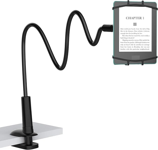 Gooseneck Kindle Holder for Reading in Bed, 360° Adjustable Cell Phone Stand for Desk, Flexible Lazy Arm Mount Clamp,Kindle Paperwhite Stand Accessories,Compatible with 4-8 Inches Device