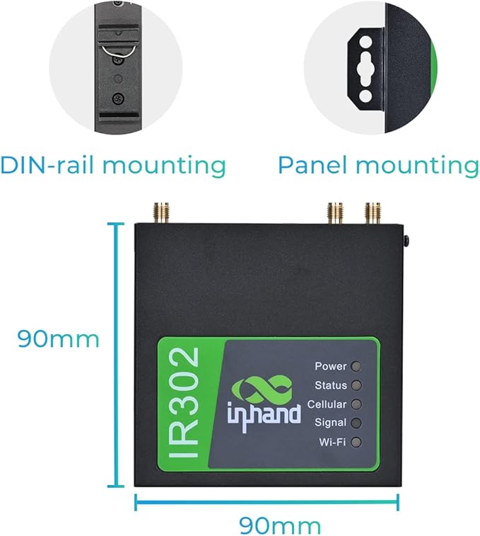 InHand Networks IR302 Industrial IoT LTE 4G VPN Router,LTE Cat 1+ Wi-Fi, Dual sim Card Slots, Management by Cloud Platform, DI/DO Port, Support T-Mobile, AT&T & Verizon, UL Certification