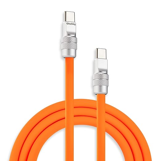 chubbycable Chubby 2.0 Fast Charging Cable Durable Soft Silicone USB C Cable 240W Extra Thick Charger Cord Compatible with iPhone 17-15 Series iPad, Orange, Type-C to Type-C, 13.1 FT