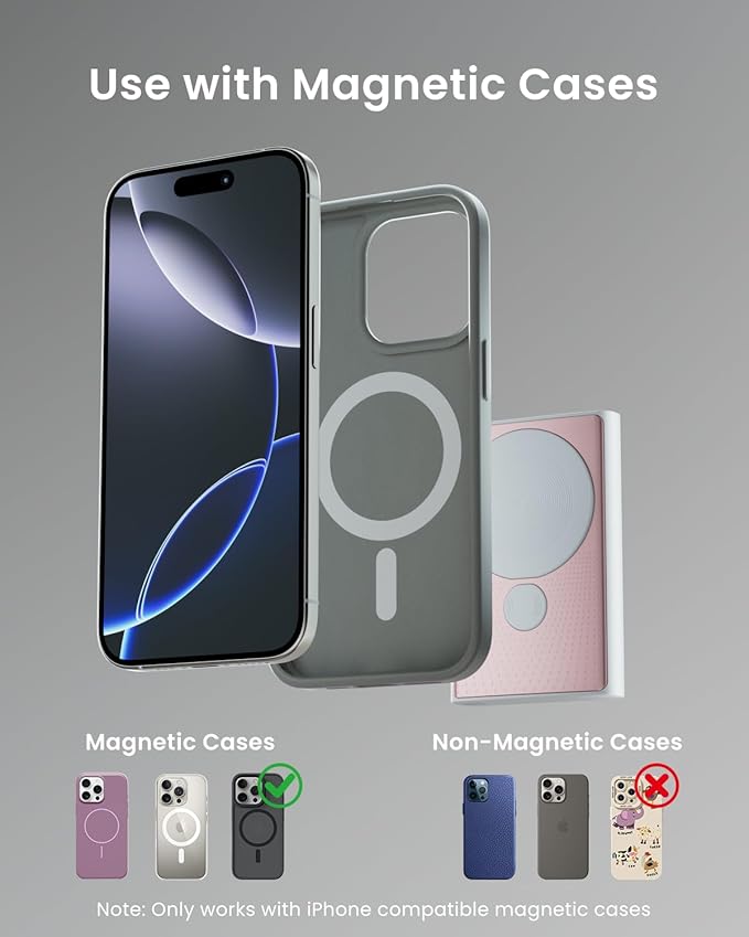 Kesguar Magnetic Portable Charger, 10000mAh 22.5W PD Super Fast Charging Wireless Power Bank. Ultra-Strong Magnet, USB C in&Out Battery Pack for Magsafe, iPhone 17/16/15/13/12 Pro Series, Pink