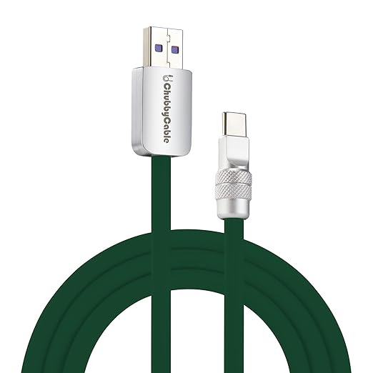 chubbycable Chubby 2.0 Fast Charging Cable Durable Soft Silicone USB C Cable 120W Extra Thick Charger Cord Compatible with iPhone 17-15 Series iPad, Dark Green, USB-A to Type-C, 13.1 FT