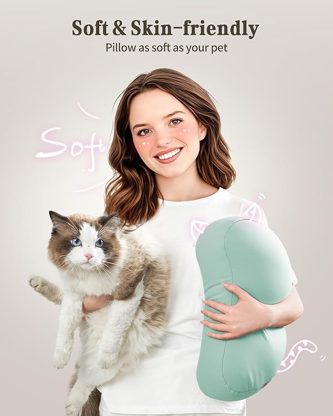 SAIJI Kindle Pillow Stand, iPad Stand Compatible with 4.7”-15.6” Kindle, Phone, iPad, 360° Adjustable Tablet Holder for Bed with Flexible Dual Axis Arm and Microbead Cushion (Cyan)