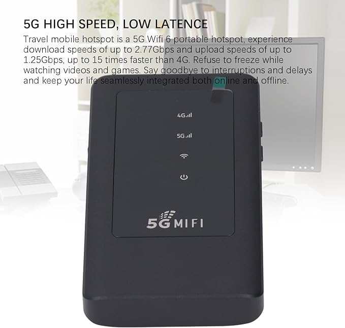 5G Mobile Hotspot - Unlocked Router with SIM Card Slot, 1.25Gbps Speed, International Coverage, Supports 16 Devices, Travel Router for Local & Global Use