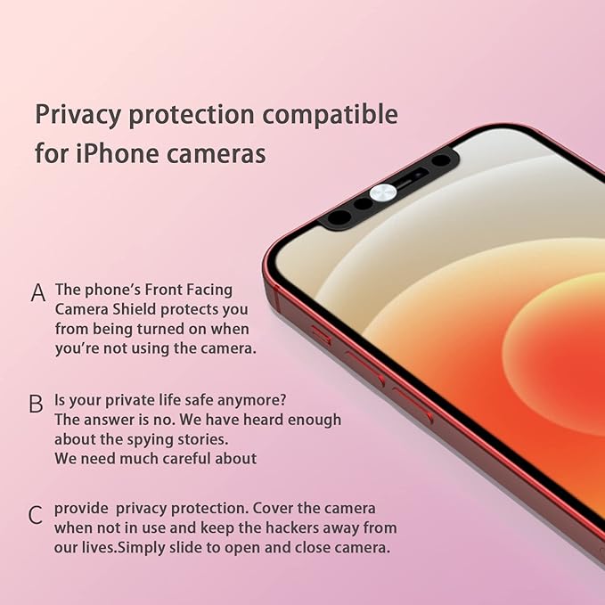 Phone Front Camera Cover,Webcam Cover Compatible for iPhone X/XR/XS/XS Max, iPhone 11/11 Pro/11 Pro Max,iPhone 12/12 Mini /12Pro /12Pro Max,Protect Privacy and Security,Not Affect Face ID