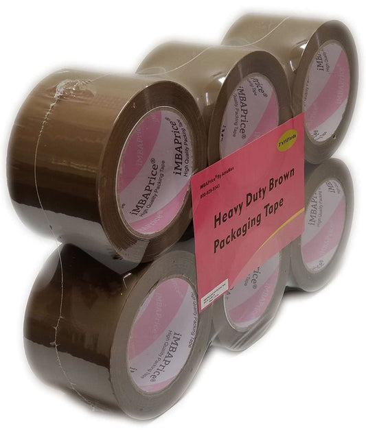 iMBAPrice 3-Inches Brown/Tan Color Shipping Packaging Tape 6 Roll of 110 Yard (6 x 330 Feet) Long 3" Packing Tape for Sealing Boxes, Packaging Parcels, Moving and Storage