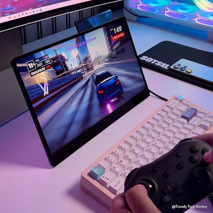 SOTSU FlipAction Go 14" Premium Portable Monitor SFA14PMSB | Robust but Lightweight | Tempered Glass Cover | 1080p | 400 Nits | 100% sRGB | 5W | Super Versatile | USB C or Mini HDMI