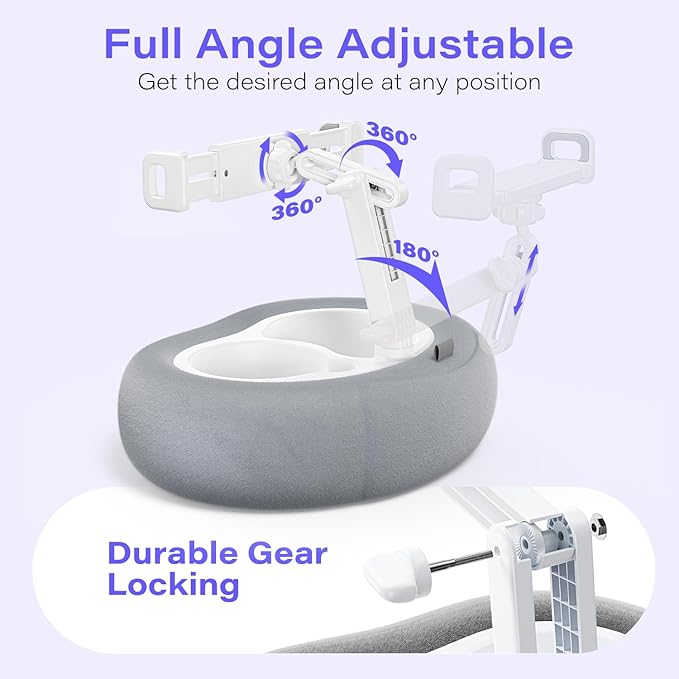 Kindle Tablet Pillow Stand with Detachable Trays Fit iPad Tablet Stand Holder for Bed Fit 4''-13'' Phone/Kindle with Case Reading Accessories Gift Soft Plus Fabric, Gray