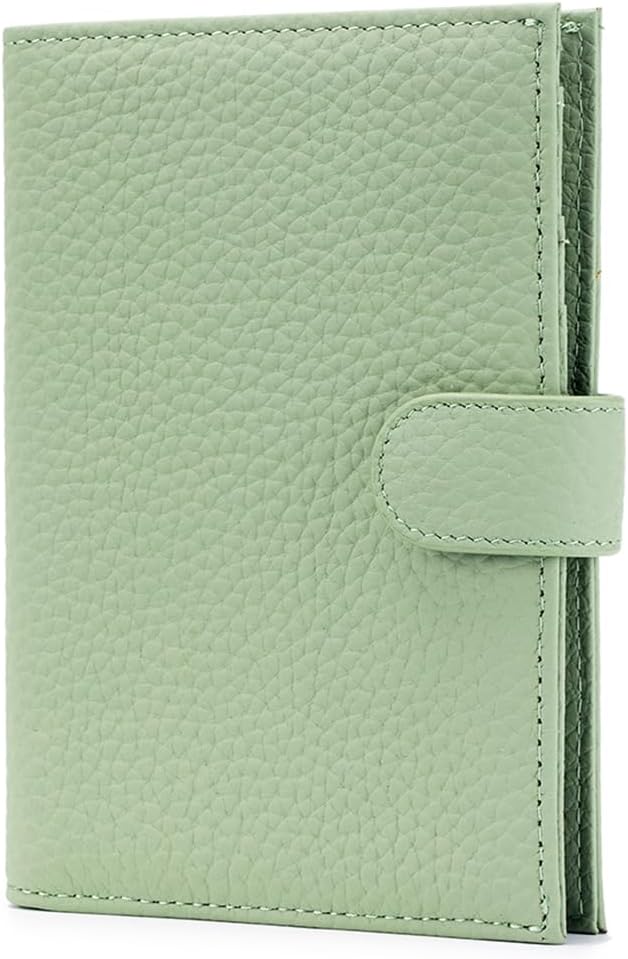 Leather Passport Holder for Travel Women – RFID Blocking Passport Wallet with 1 Passport Slot & 3 Card Slots, Coin Pocket & SIM Slot – Slim Genuine Leather Travel Organizer (Light Green)