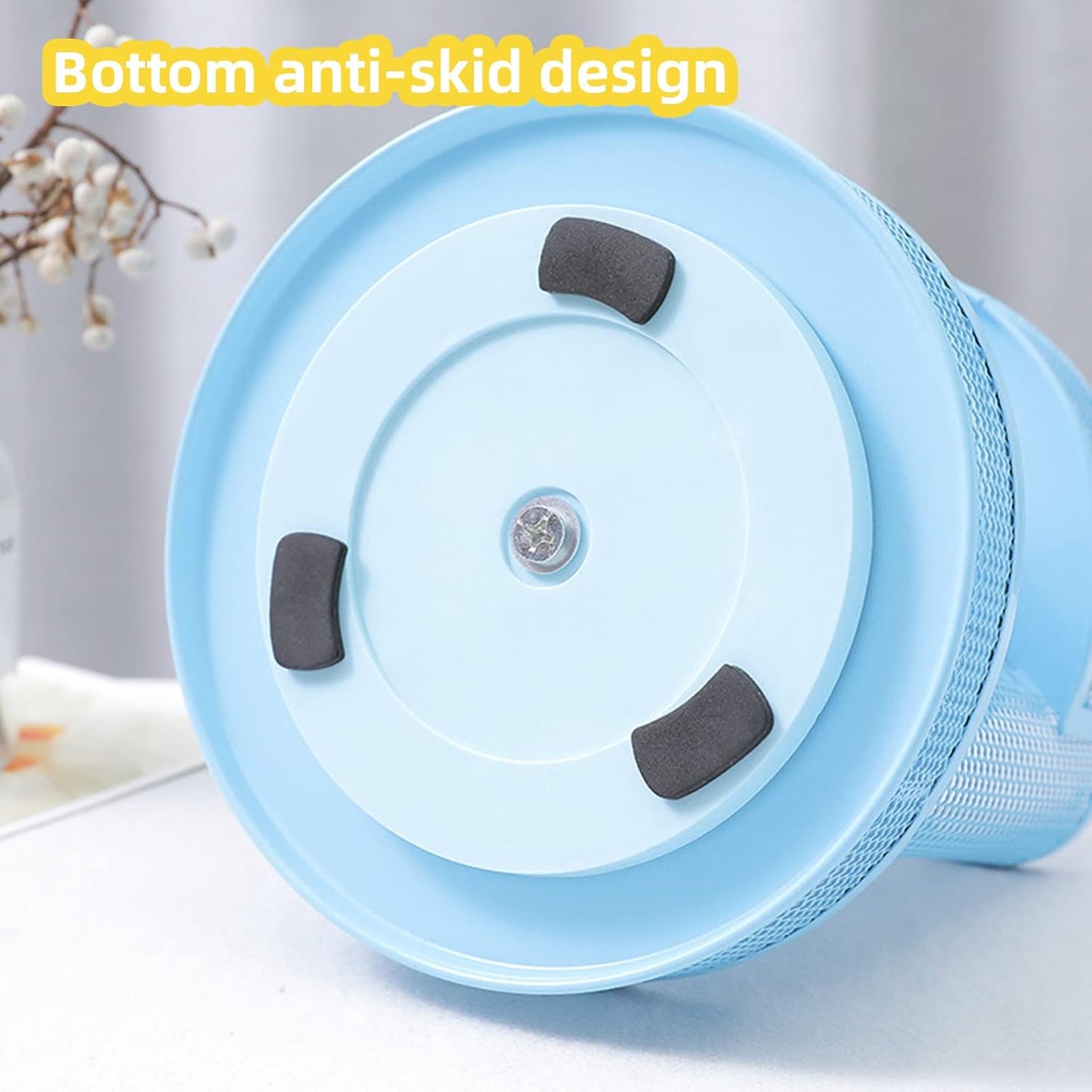 360 Rotatable Metal Mesh Desktop Pen Holder Pencil Holder Pencil Organizer Stationery Organizer Pen Pot Makeup Brush Organizer for Home School Office (Blue)